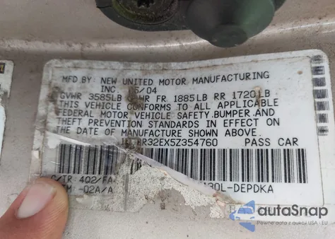 2005 Toyota Corolla Ce from USA, damaged, VIN 1NXBR32EX5Z354760